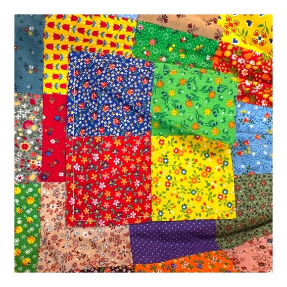 Vintage Patchwork Half Apron Scalloped Edge & Ditsy Floral Prints Boho Chic Y2K - Picture 5 of 6